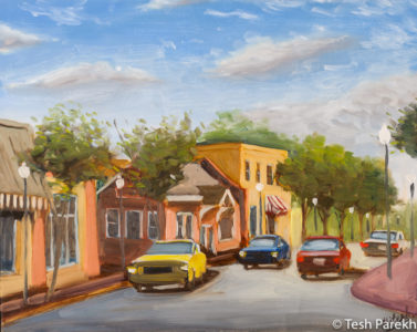 Cary Downtown by Tesh Parekh. Plein air oil painting