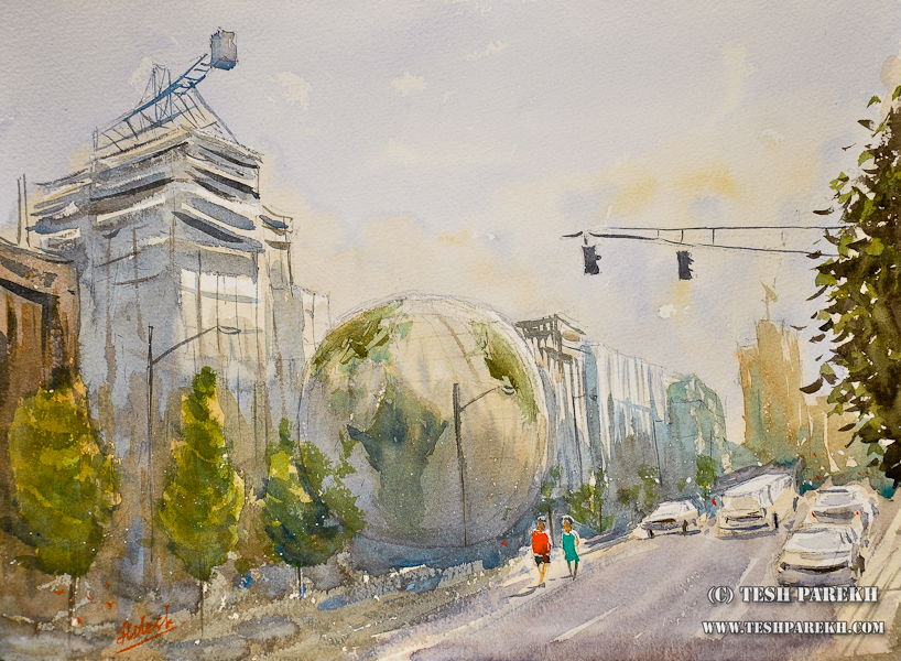 Raleigh Fine Art – New Plein Air watercolor painting of Nature Research Center