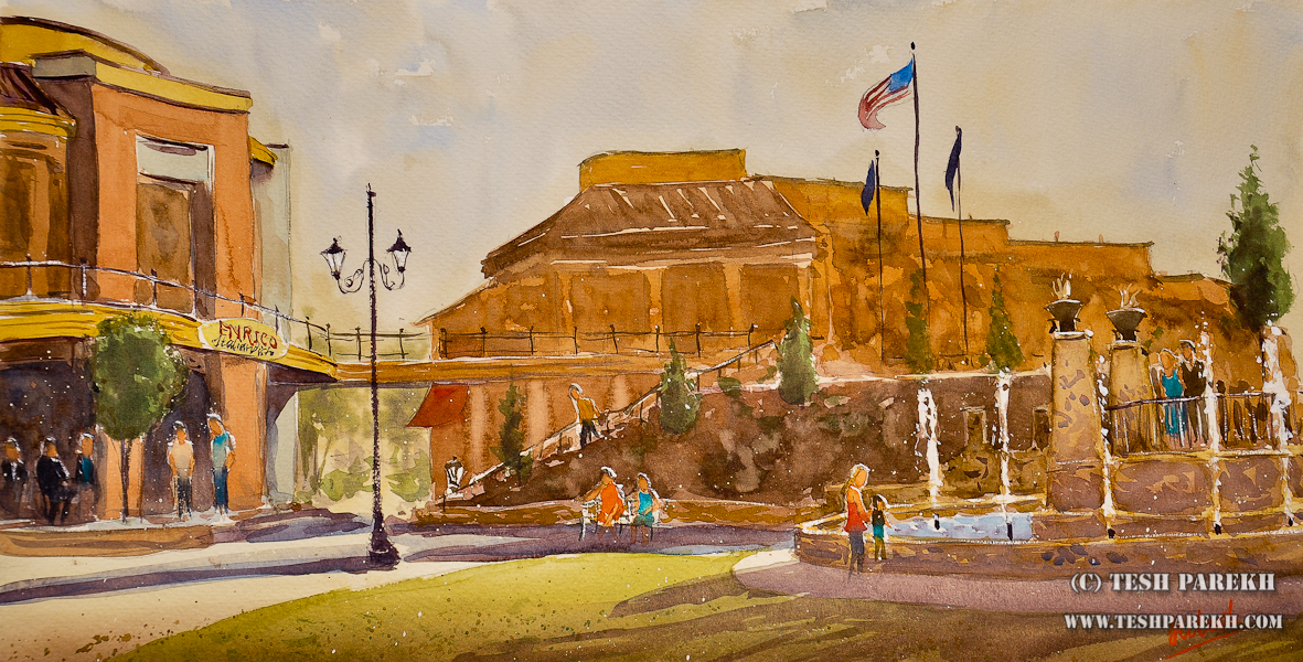 Raleigh Artist – Plein Air Watercolor of Waverly Place for WAG