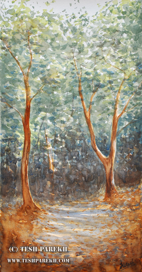 Raleigh Fine Artist – Plein Air Watercolor Painting “Early Fall at Durant Park”