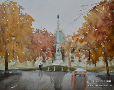 Painting of NC State Capitol for the Downtown Raleigh Alliance