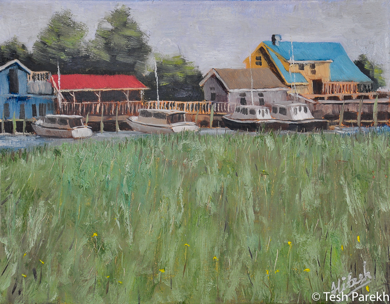 "Southport Marsh". Southport NC paintings. Oil painting on linen. Original sold- prints available.